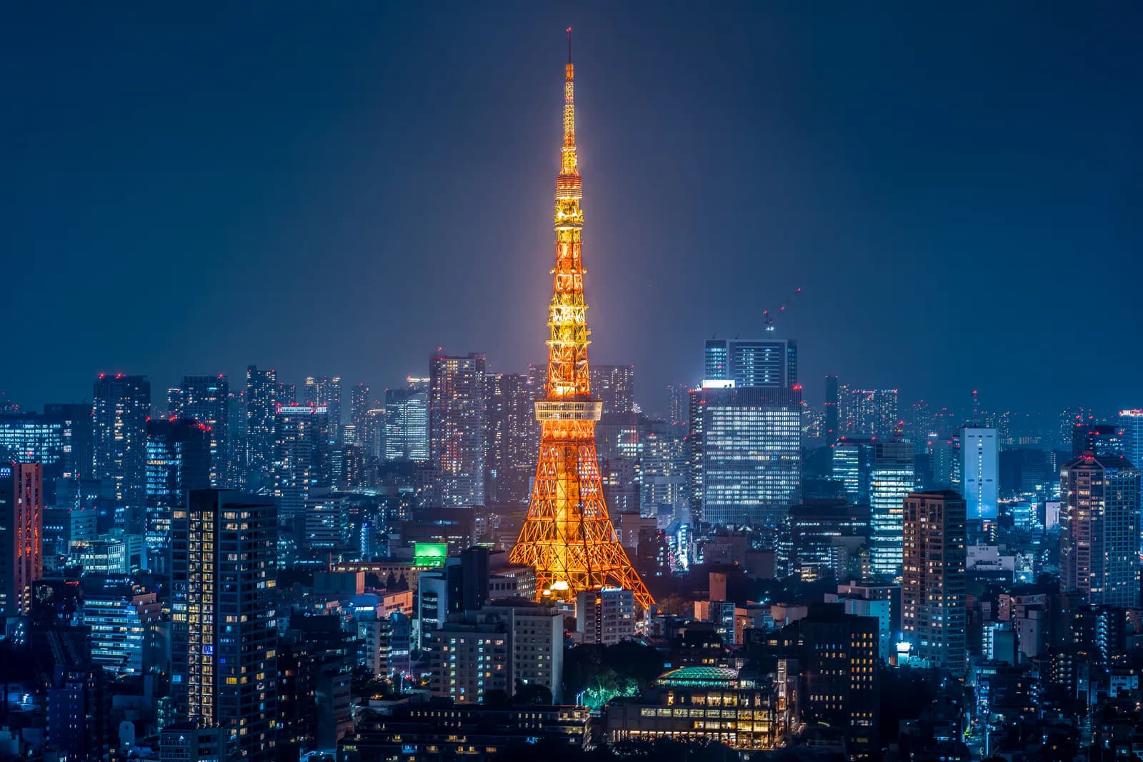 La Torre de Tokio iluminada de noche