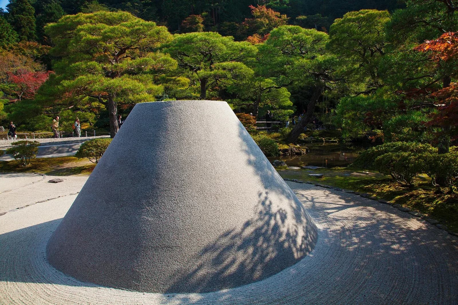 El Kogetsudai, el cono de arena del jardín del Ginkaku-ji, junto al mar de arena rastrillada